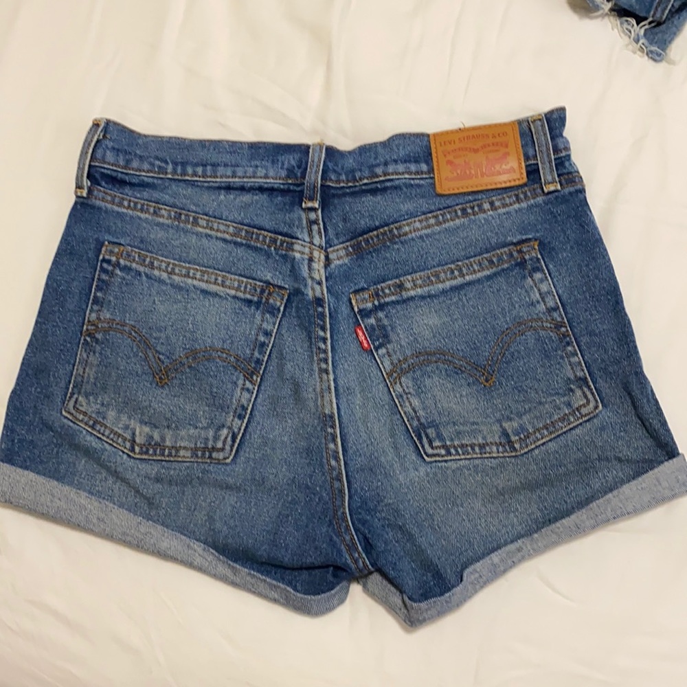 Levi Jean Shorts. High-Rise, Button Fly